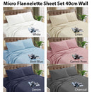 Kingtex Micro Flannelette Sheet Set 40 cm Wall Steel Blue Single - NuSea
