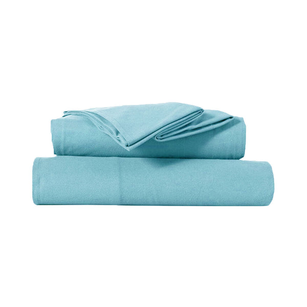 Kingtex Ultra - Soft Micro Flannel Sheet Set 40 cm Wall Aqua Double - NuSea