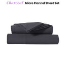 Kingtex Ultra - Soft Micro Flannel Sheet Set 40 cm Wall Charcoal Queen - NuSea