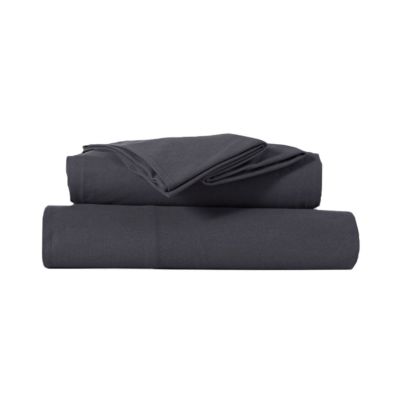 Kingtex Ultra - Soft Micro Flannel Sheet Set 40 cm Wall Charcoal Queen - NuSea