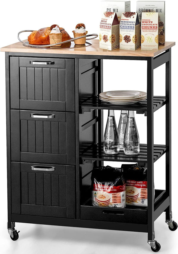 Kitchen Island Cart with Storage, Drawers, Shelves - NuSea