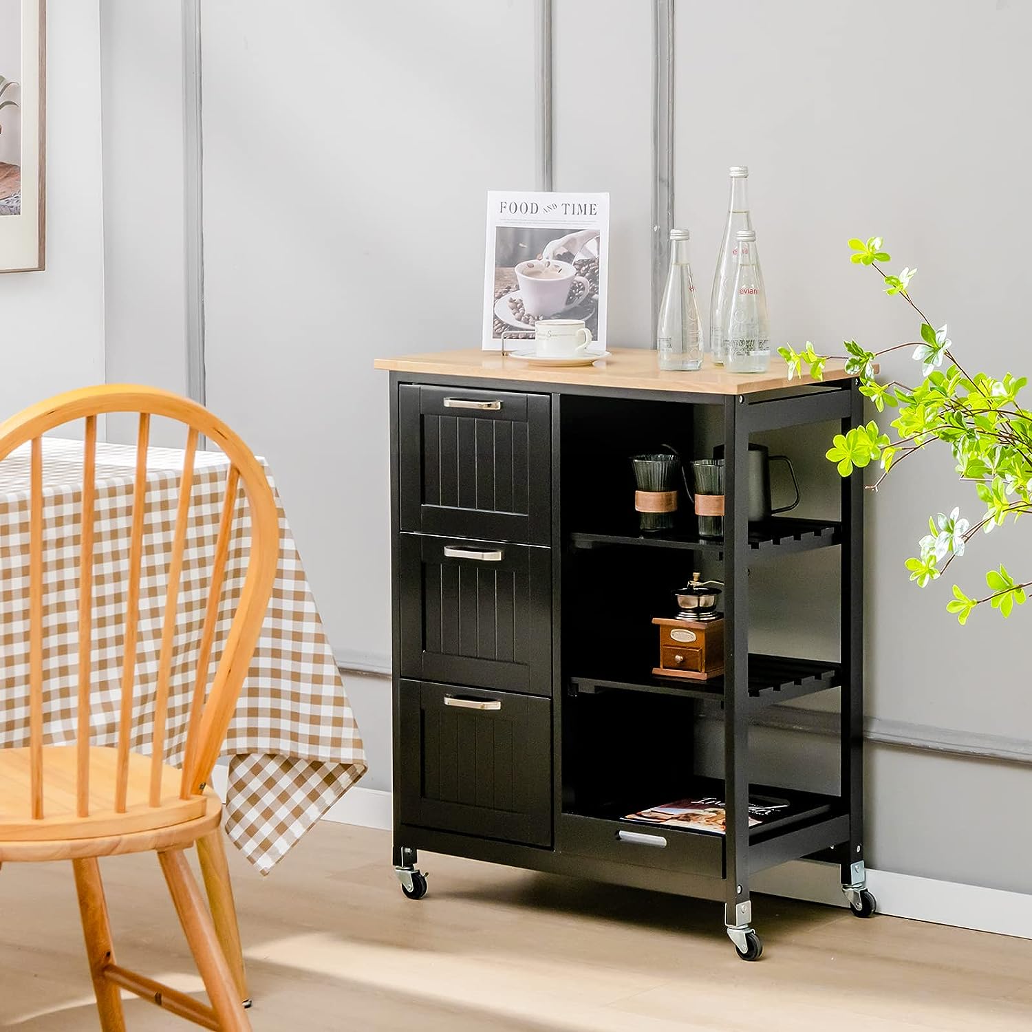 Kitchen Island Cart with Storage, Drawers, Shelves - NuSea