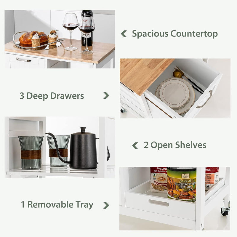 Kitchen Island on Wheels with Storage - NuSea