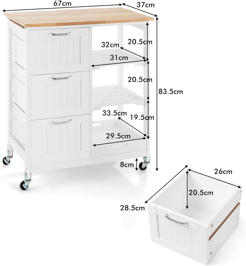 Kitchen Island on Wheels with Storage - NuSea