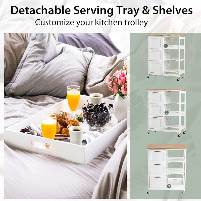 Kitchen Island on Wheels with Storage - NuSea