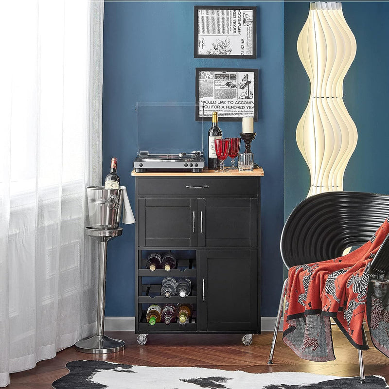 Kitchen Trolley Bottle Rack Drawer Cabinet - NuSea