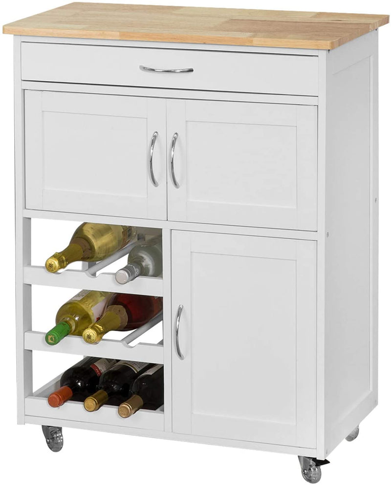 Kitchen Trolley with Wine Racks, Portable Workbench and Serving Cart for Bar or Dining - NuSea