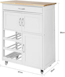 Kitchen Trolley with Wine Racks, Portable Workbench and Serving Cart for Bar or Dining - NuSea