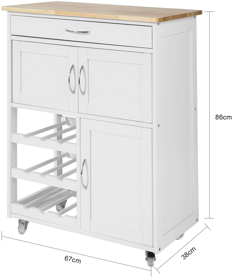 Kitchen Trolley with Wine Racks, Portable Workbench and Serving Cart for Bar or Dining - NuSea