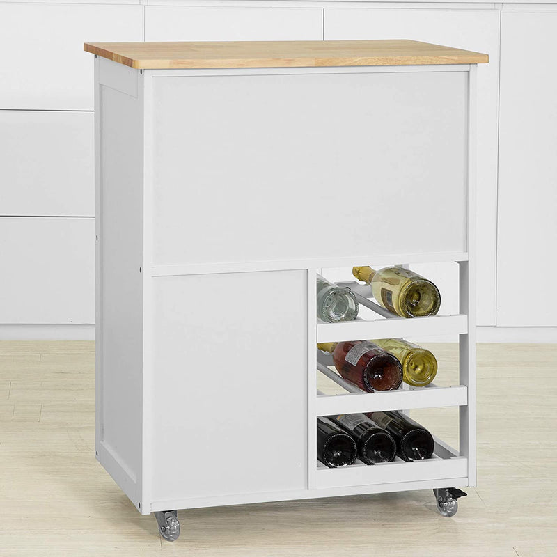 Kitchen Trolley with Wine Racks, Portable Workbench and Serving Cart for Bar or Dining - NuSea