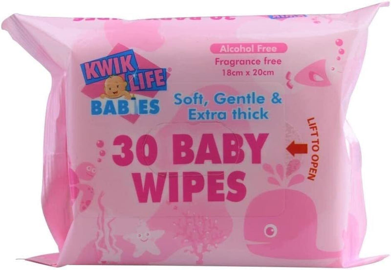 Kwik Life Pk30 Baby Wipes With Sticky Top Alcohol Free Fragrance Free - NuSea