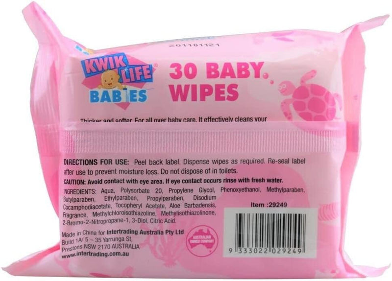 Kwik Life Pk30 Baby Wipes With Sticky Top Alcohol Free Fragrance Free - NuSea