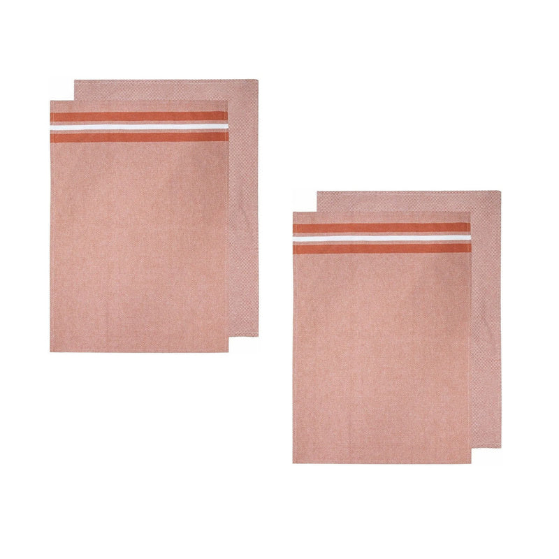 Ladelle Culinary Terracotta Cotton Set of 4 Jumbo Kitchen Towels 60 x 80 cm - NuSea
