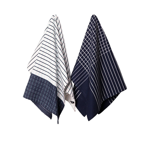 Ladelle Kyrie Cotton Set of 2 Jumbo Kitchen Towels 60 x 80 cm Navy - NuSea