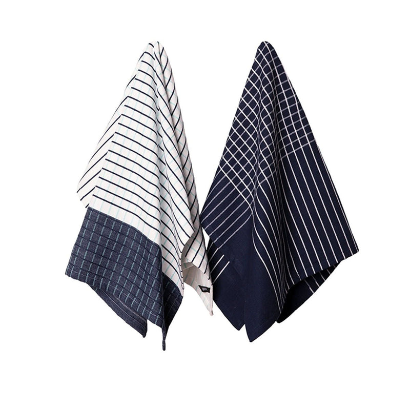 Ladelle Kyrie Cotton Set of 2 Jumbo Kitchen Towels 60 x 80 cm Navy - NuSea