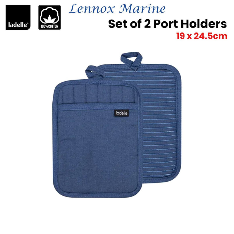 Ladelle Lennox Marine Set of 2 Pot Holders 19 x 24.5 cm - NuSea