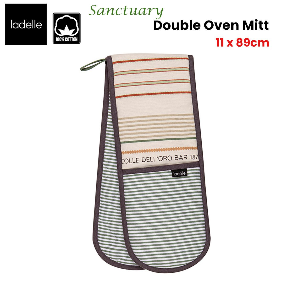 Ladelle Sanctuary Cream Double Oven Mitt 17 x 89 cm - NuSea