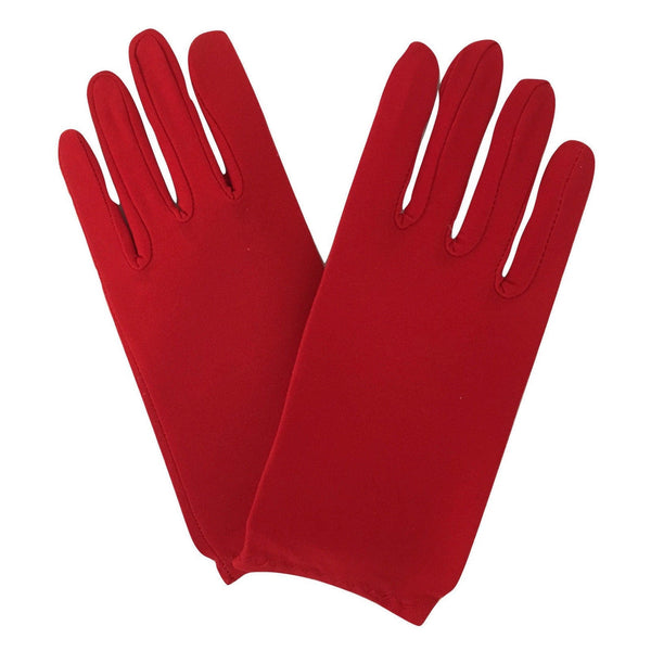 Ladies SHORT GLOVES Costume Party Wedding Bridal Fancy Dress Prom Stretchy - Red - One Size - NuSea