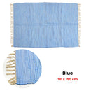 Large Chindi Cotton Handmade Floor Mat with Tassels 90 x 150 cm Blue - NuSea