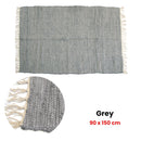 Large Chindi Cotton Handmade Floor Mat with Tassels 90 x 150 cm Grey - NuSea
