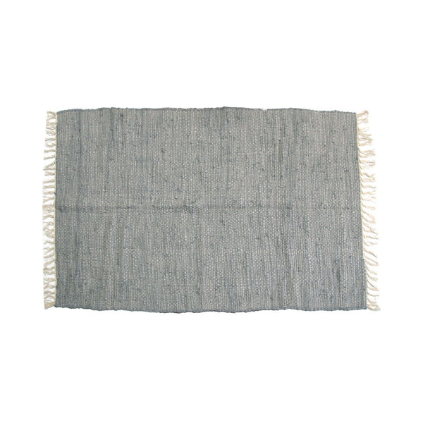 Large Chindi Cotton Handmade Floor Mat with Tassels 90 x 150 cm Grey - NuSea