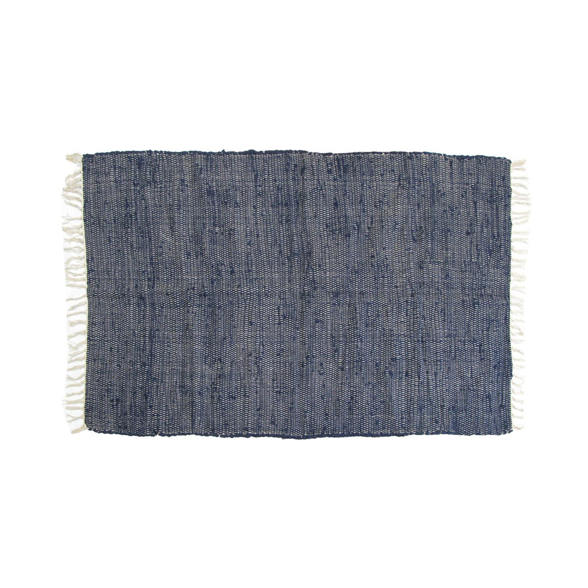 Large Chindi Cotton Handmade Floor Mat with Tassels 90 x 150 cm Navy - NuSea