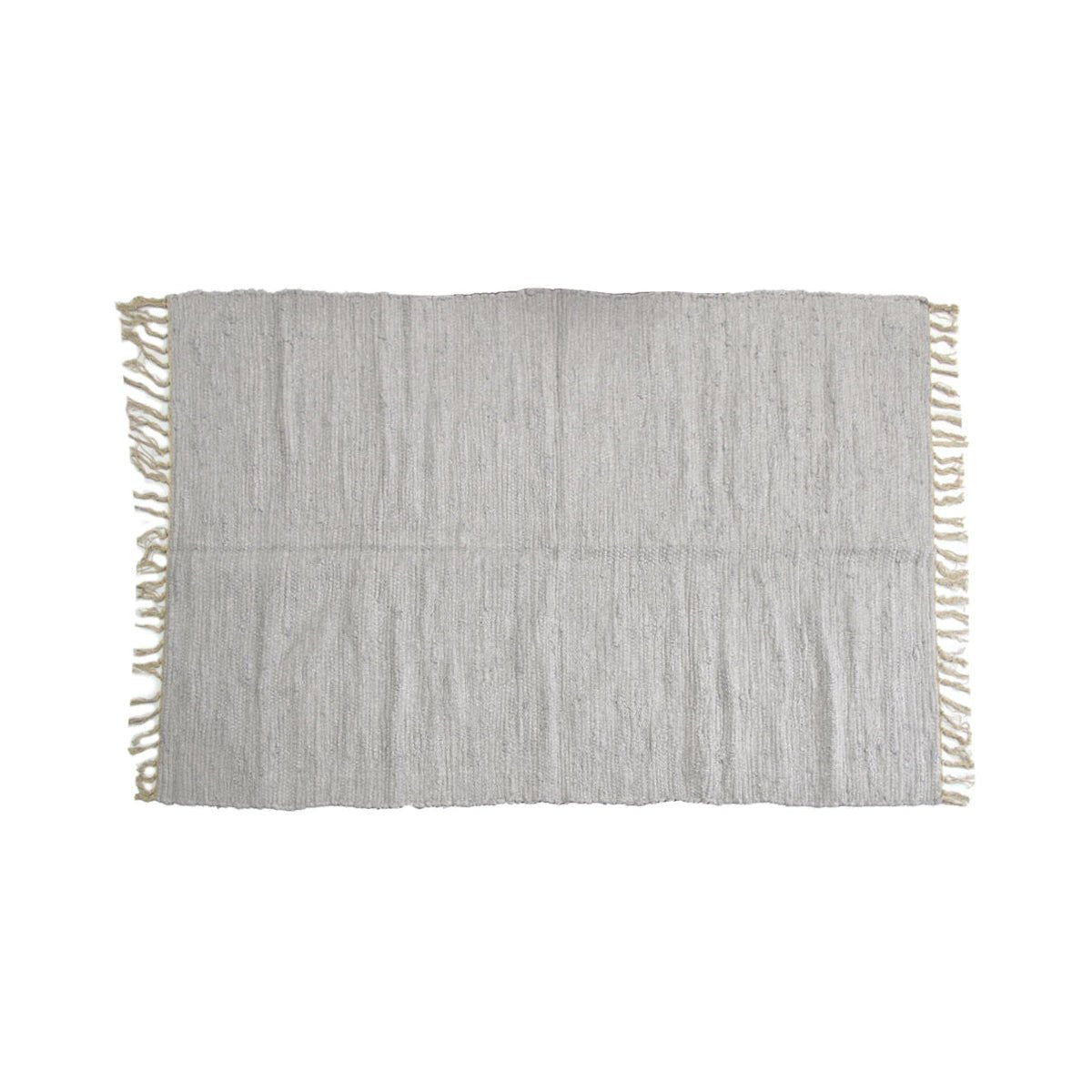 Large Chindi Cotton Handmade Floor Mat with Tassels 90 x 150 cm Silver - NuSea