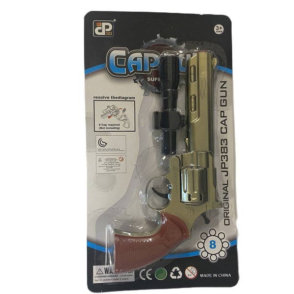 Large Plastic 8 shots toy cap gun with 144 free caps 3 colors - NuSea