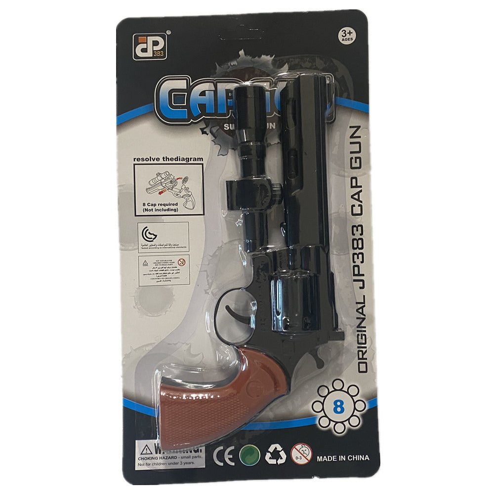 Large Plastic 8 shots toy cap gun with 144 free caps 3 colors - NuSea
