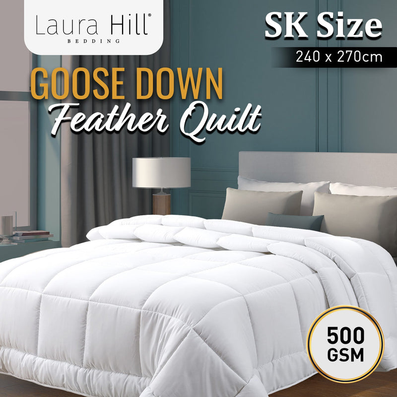 Laura Hill 500GSM Goose Down Feather Comforter Doona - Super King - NuSea