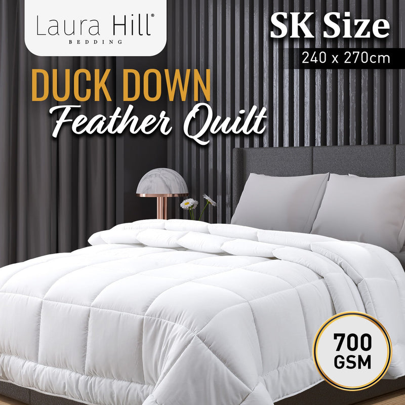 Laura Hill 700GSM Duck Down Feather Quilt Duvet Doona - Super King - NuSea