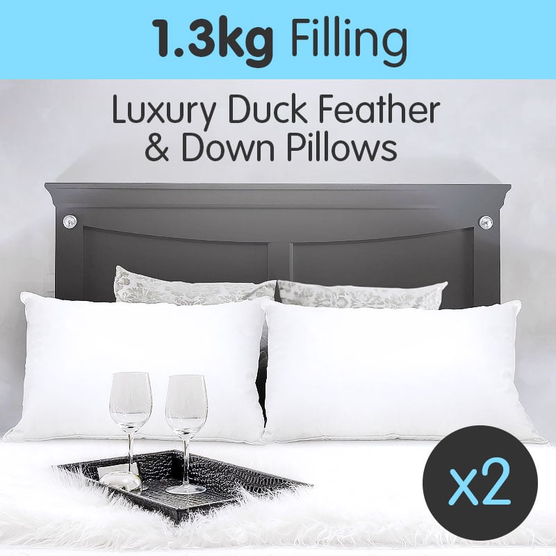 Laura Hill Duck Down Feather Pillow Twin Set - 1.3kg - NuSea