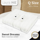 Laura Hill Electric Blanket Queen Size Fitted Underlay Winter Throw - White - NuSea