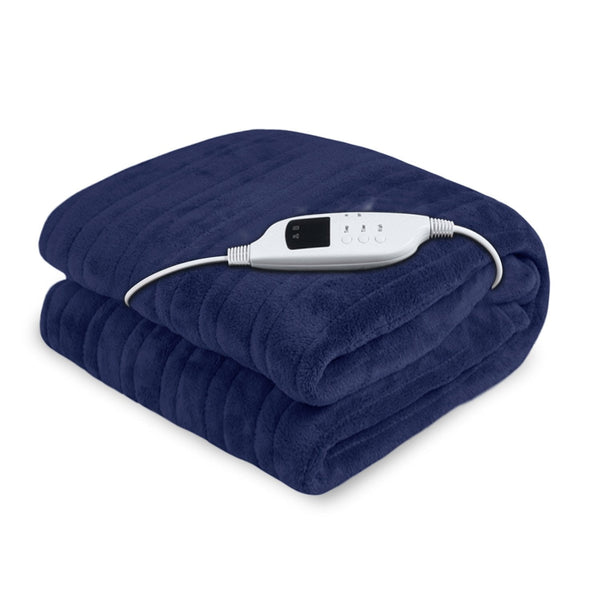 Laura Hill Heated Electric Blanket Coral Warm Fleece Winter Blue - NuSea