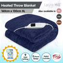 Laura Hill Heated Electric Blanket Coral Warm Fleece Winter Blue - NuSea
