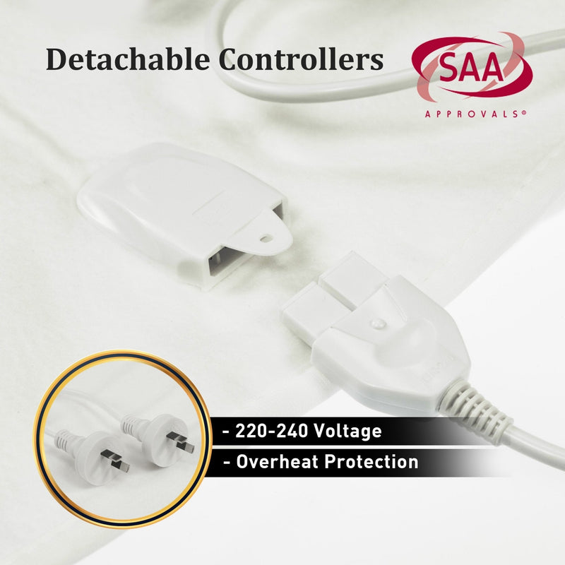 Laura Hill Heated Electric Blanket Double Size Fitted Polyester Underlay Winter Throw - White - NuSea