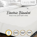 Laura Hill Heated Electric Blanket Double Size Fitted Polyester Underlay Winter Throw - White - NuSea
