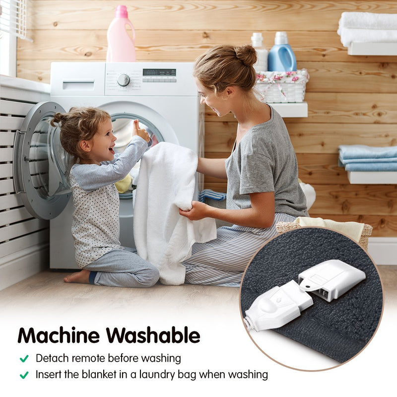 Laura Hill Heated Electric Blanket Throw Rug Coral Warm Fleece Grey - NuSea