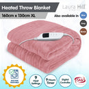 Laura Hill Heated Electric Blanket Throw Rug Coral Warm Fleece Pink - NuSea