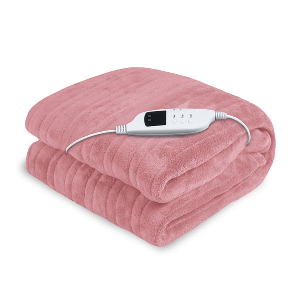 Laura Hill Heated Electric Blanket Throw Rug Coral Warm Fleece Pink - NuSea