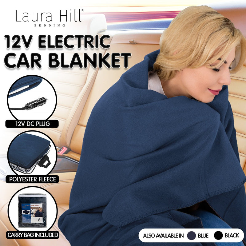 Laura Hill Heated Electric Car Blanket 150x110cm 12v - Navy Blue - NuSea