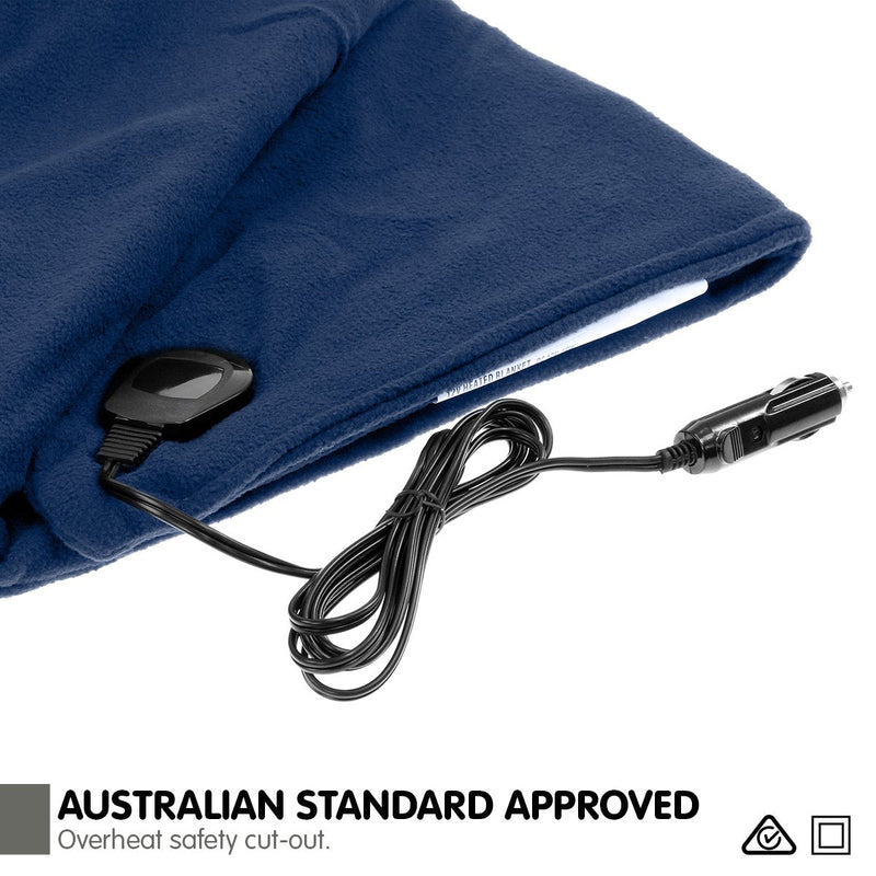 Laura Hill Heated Electric Car Blanket 150x110cm 12v - Navy Blue - NuSea