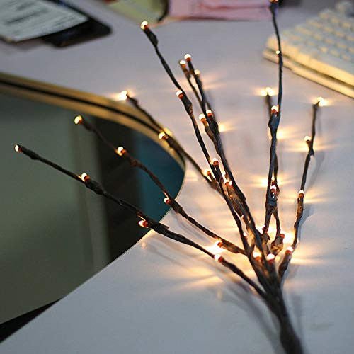 LED Light Bunch Stem - Warm White BATTERY fairy lights - 50cm high 20 bulbs/petals - NuSea