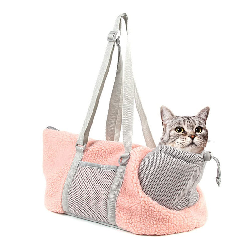 LIFEBEA Small Cat Carrier Pet bag: Comfy Shoulder Bag with Adjustable Strap for Small Dogs, Puppies, Kittens Up to 3kg /6.6 lbs - Pink - NuSea