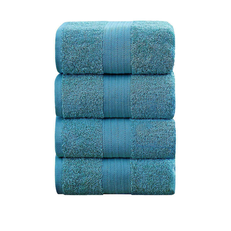 Linenland 4 Piece Cotton Bath Towels Set - Blue - NuSea