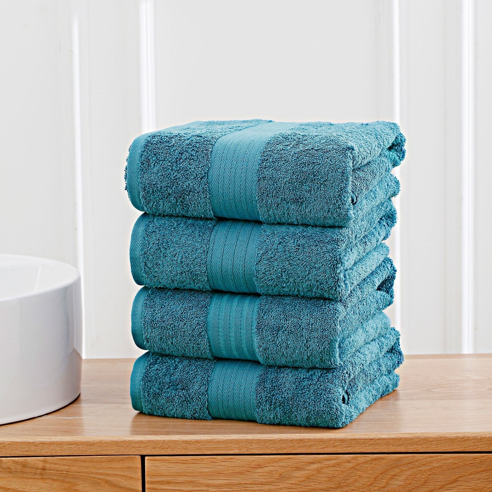 Linenland 4 Piece Cotton Bath Towels Set - Blue - NuSea