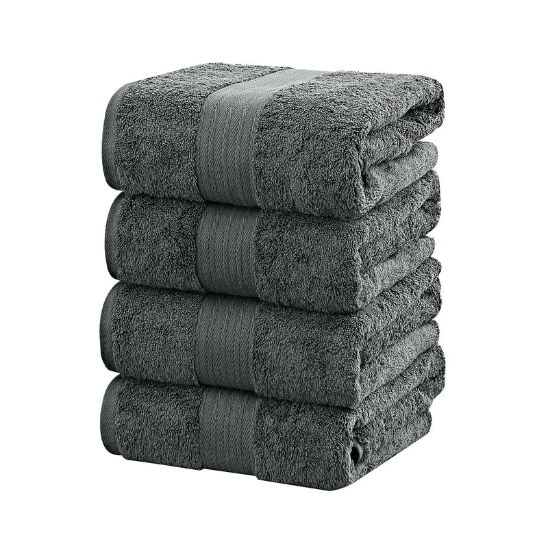 Linenland 4 Piece Cotton Bath Towels Set - Charcoal - NuSea