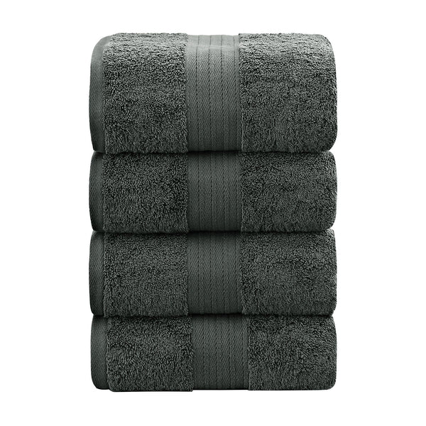 Linenland 4 Piece Cotton Bath Towels Set - Charcoal - NuSea