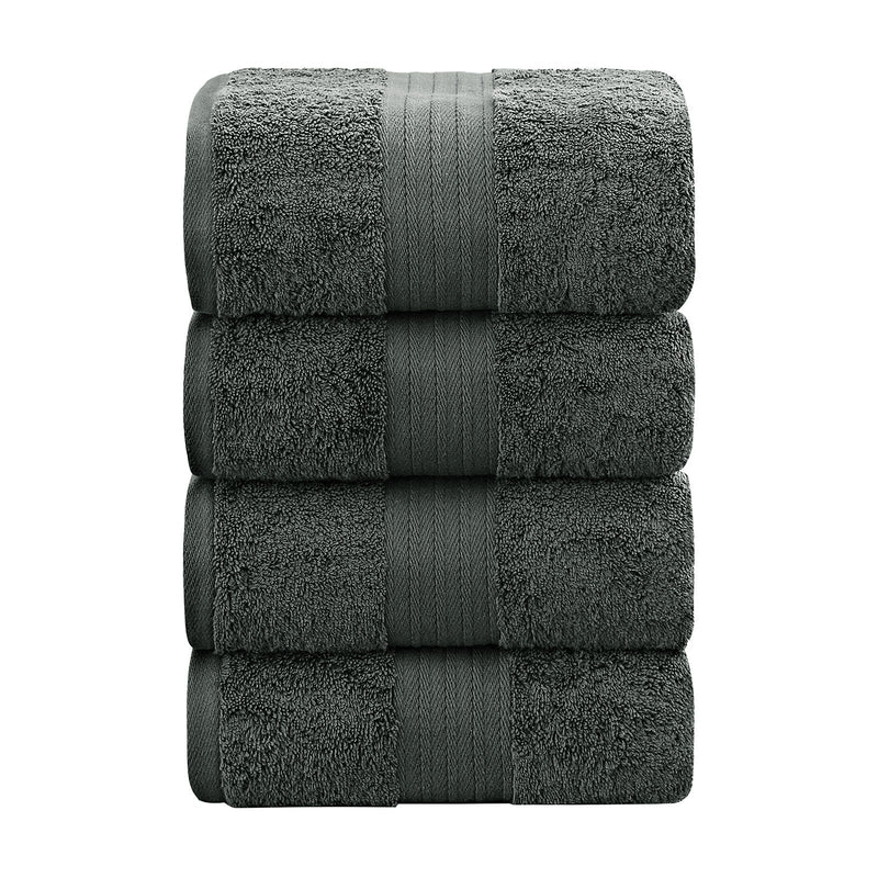 Linenland 4 Piece Cotton Bath Towels Set - Charcoal - NuSea