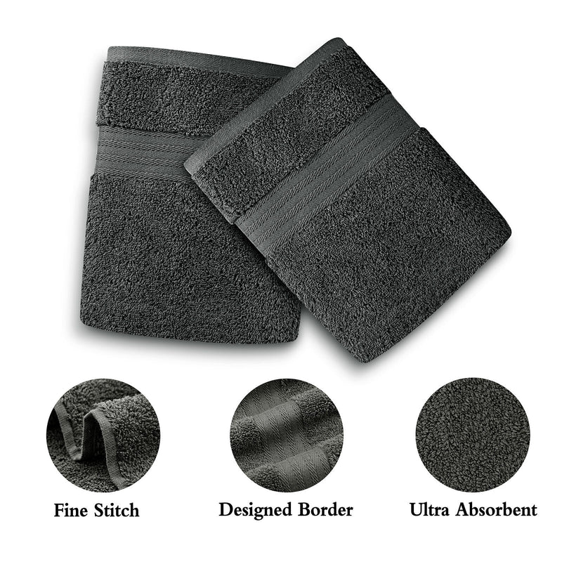 Linenland 4 Piece Cotton Bath Towels Set - Charcoal - NuSea